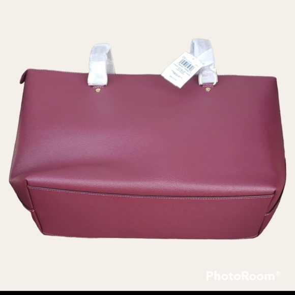 NWT Coach Large Burgundy Crossgrain Leather Gallery Tote - Picture 5 of 10
